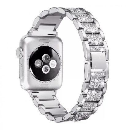 Apple Watch ezüst strasszköves fém szíj 38/40/41/42 (series10)mm