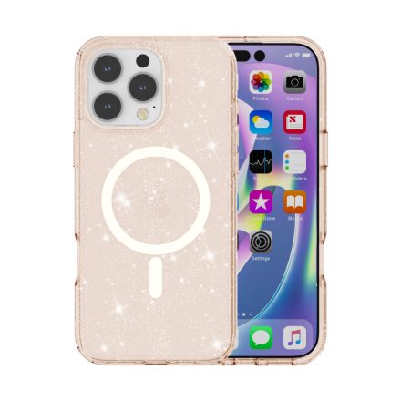 iPhone 13 Pro MagSafe rosegold csillámos szilikon tok 