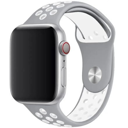 Apple Watch szürke/fehér sport szilikon szíj 38/40/41mm