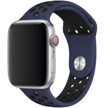 Apple Watch kék/fekete sport szilikon szíj 38/40/41mm