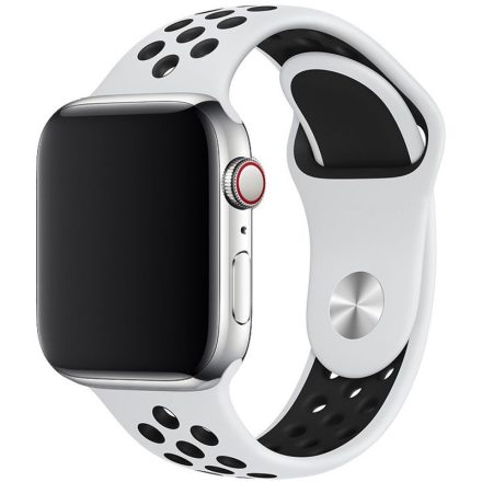 Apple Watch fehér-fekete sport szilikon szíj 38/40/41mm