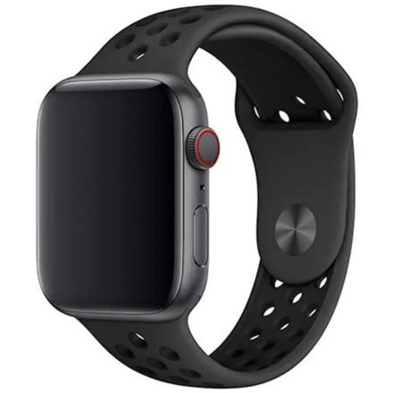 Apple Watch fekete sport szilikon szíj 42/44/45/46/49mm 